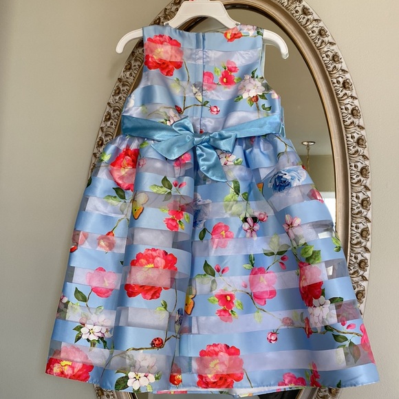 Blue Print Dress, long sleeve see through cardigan/shawl plus laced socks bundle - Picture 5 of 7